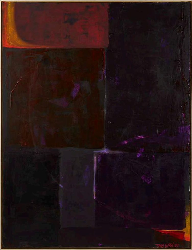She Moves — 36 × 48 in, acrylic, chalk, metallic, pastel